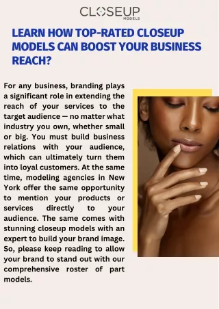 Boost Your Product With Closeup Models Agency In New York