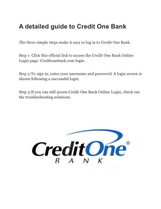 Detailed guide to Credit One Bank
