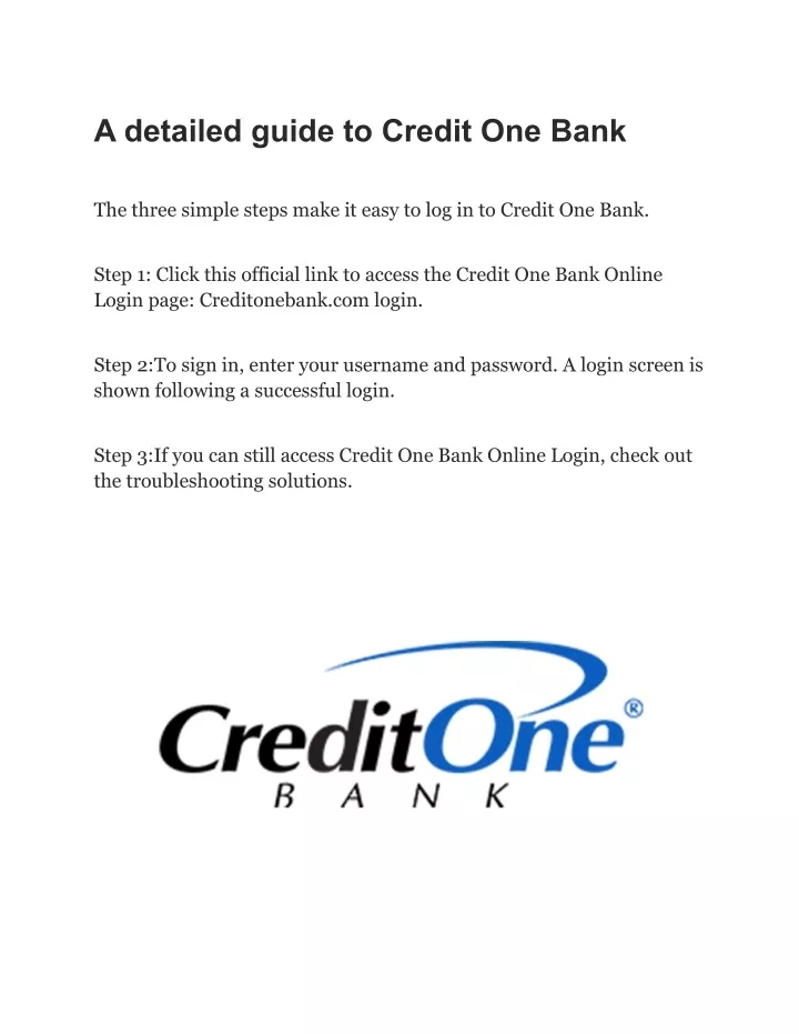 a detailed guide to credit one bank