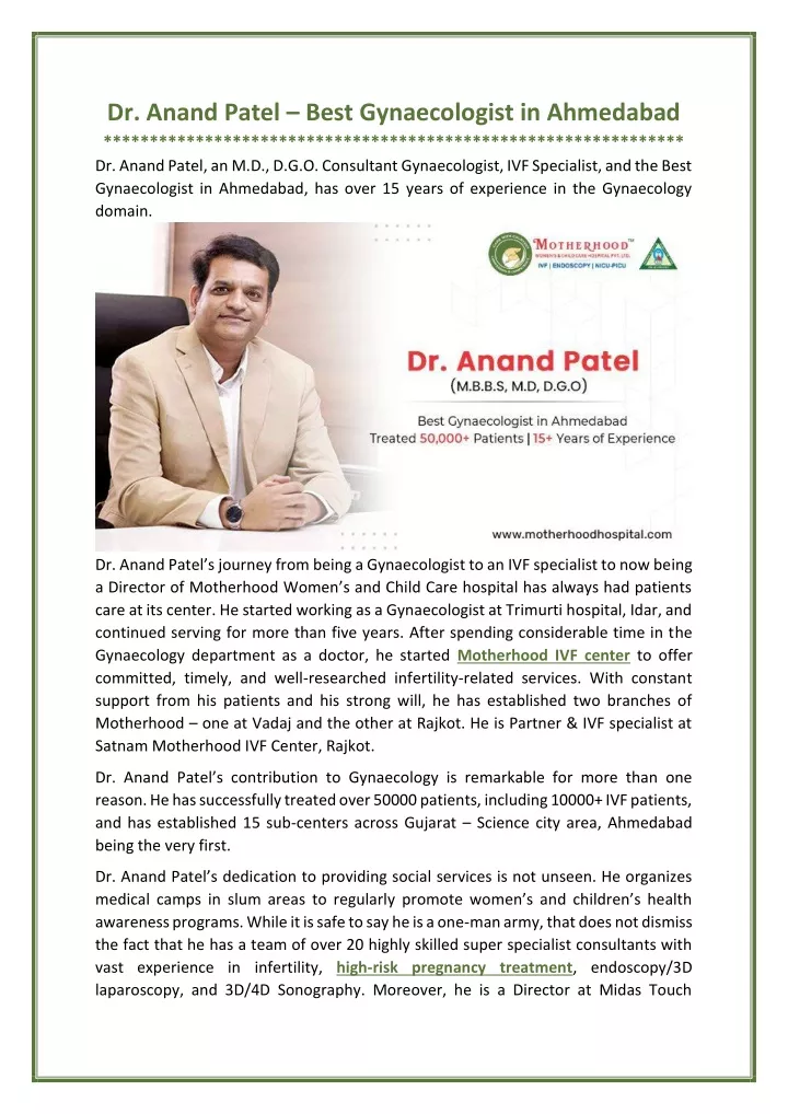 dr anand patel best gynaecologist in ahmedabad