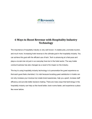 6 Ways to Boost Revenue with Hospitality Industry Technology