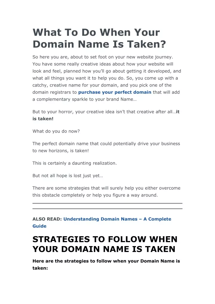 what to do when your domain name is taken