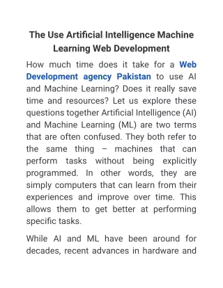 the use artificial intelligence machine learning