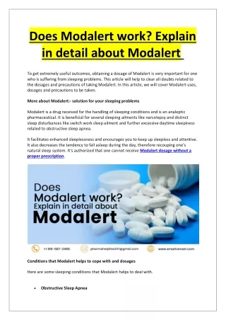 Does Modalert work? Explain in detail about Modalert