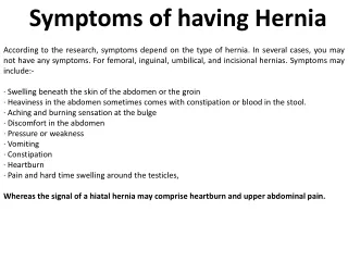 symptoms of having hernia