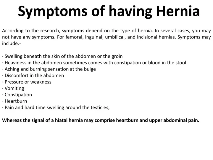 symptoms of having hernia