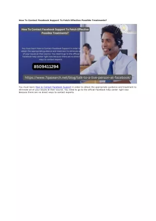 How To Contact Facebook Support To Fetch Effective Possible Treatments?