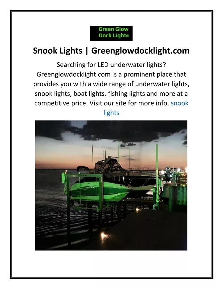 snook lights greenglowdocklight com
