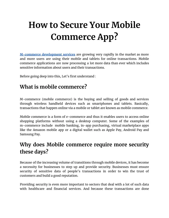 how to secure your mobile commerce app