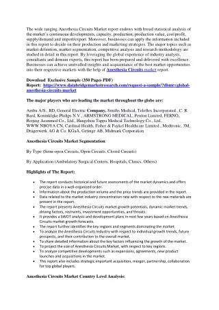 the wide ranging anesthesia circuits market