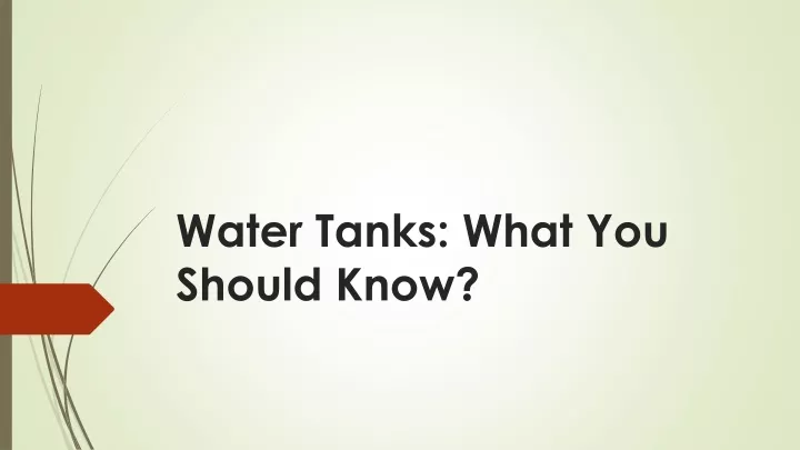 water tanks what you should know