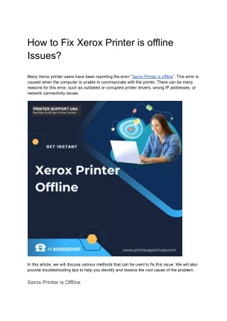 How to Fix Xerox Printer is offline Issues
