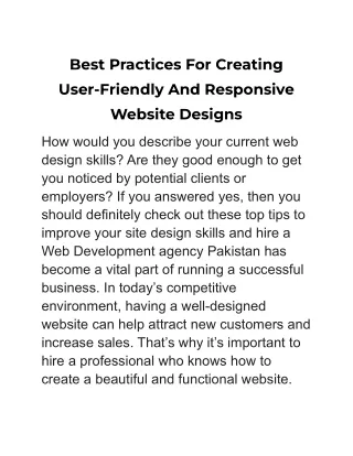 best practices for creating user friendly