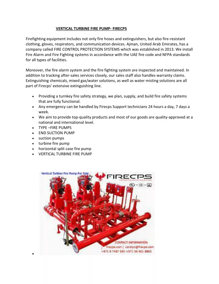 vertical turbine fire pump firecps