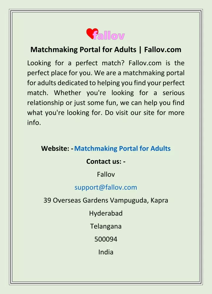 matchmaking portal for adults fallov com