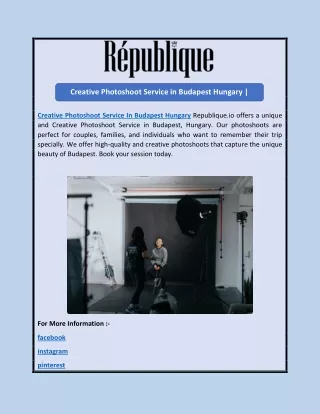Creative Photoshoot Service in Budapest Hungary | Republique.io