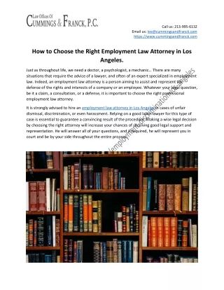 How to Choose the Right Employment Law Attorney in Los Angeles