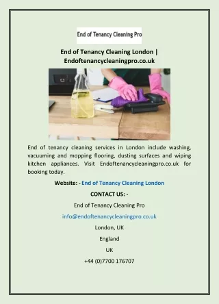 End of Tenancy Cleaning London | Endoftenancycleaningpro.co.uk