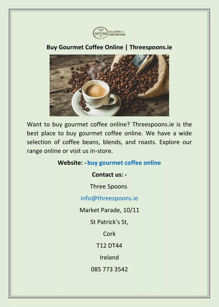 buy gourmet coffee online threespoons ie