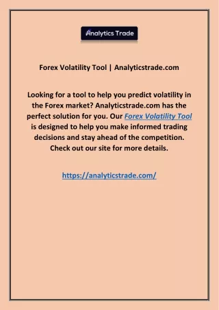 Forex Volatility Tool | Analyticstrade.com
