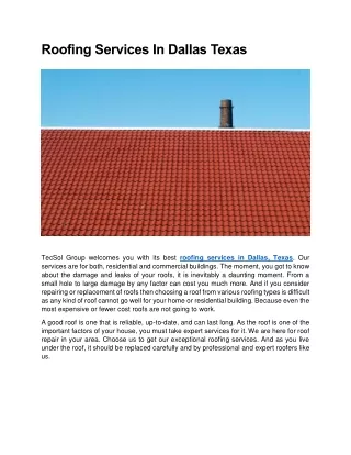 Roofing Services In Dallas Texas