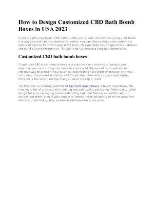 how to design customized cbd bath bomb boxes