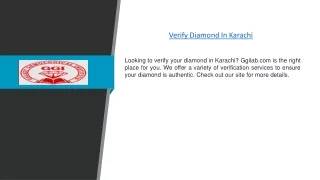 Verify Diamond In Karachi | Ggilab.com