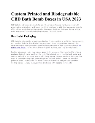 custom printed and biodegradable cbd bath bomb