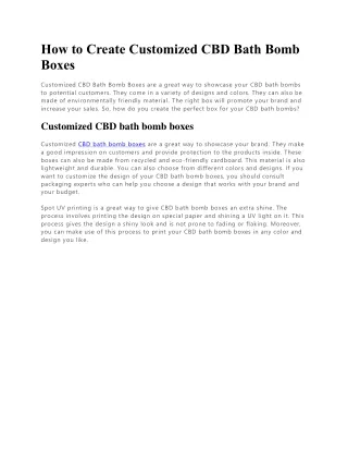 how to create customized cbd bath bomb boxes