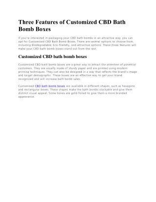 Three Features of Customized CBD Bath Bomb Boxes