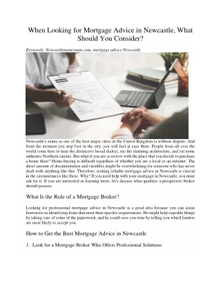 when looking for mortgage advice in newcastle