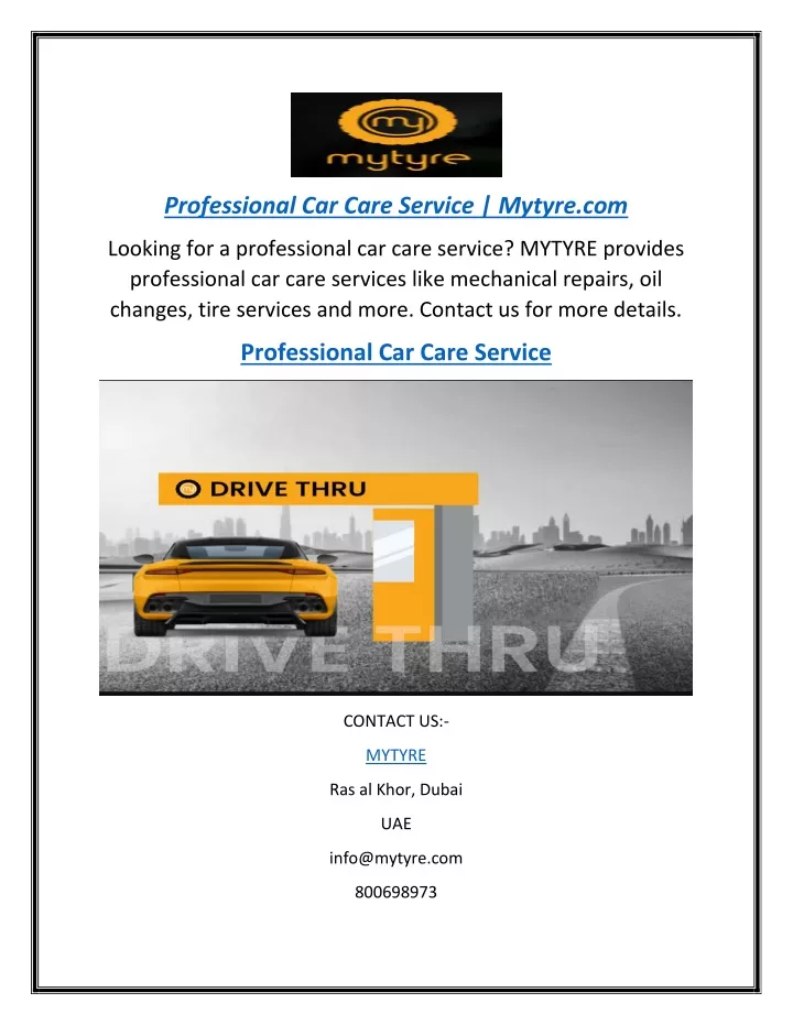 professional car care service mytyre com