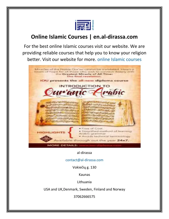 online islamic courses en al dirassa com