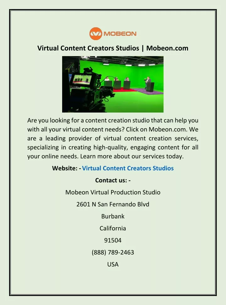 virtual content creators studios mobeon com