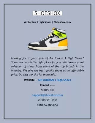 Air Jordan 1 High Shoes  Shoeshox.com