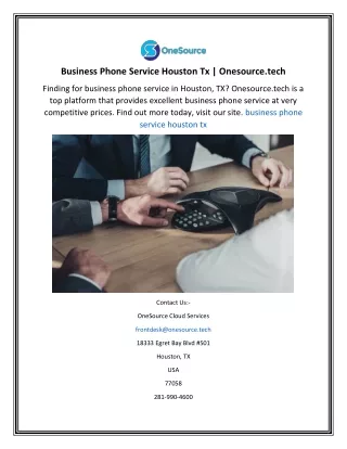 Business Phone Service Houston Tx  Onesource.tech