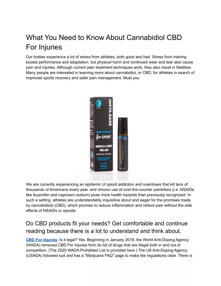 Ppt What You Need To Know About Cannabidiol Cbd For Injuries