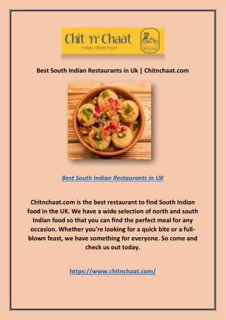 Best South Indian Restaurants in Uk | Chitnchaat.com