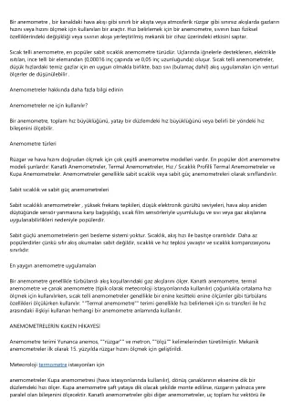 bir anemometre bir kanaldaki hava ak gibi