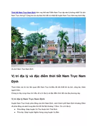 Thời tiết Nam Trực Nam Định hôm nay thế nào?