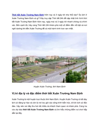 Thời tiết Xuân Trường Nam Định hôm nay thế nào?