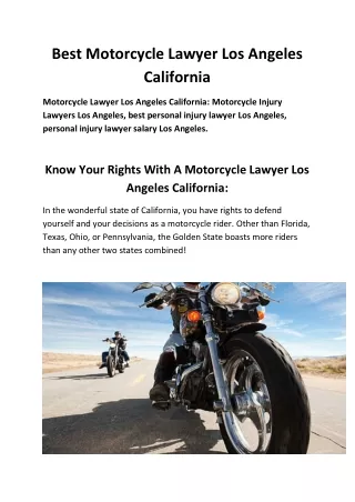 Best Motorcycle Lawyer Los Angeles California