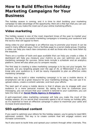 How to Build Effective Holiday Marketing Campaigns for your Business.