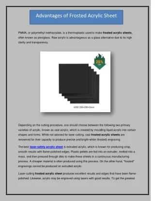 advantages of frosted acrylic sheet