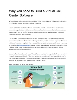 Why You need to Build a Virtual Call Center Software