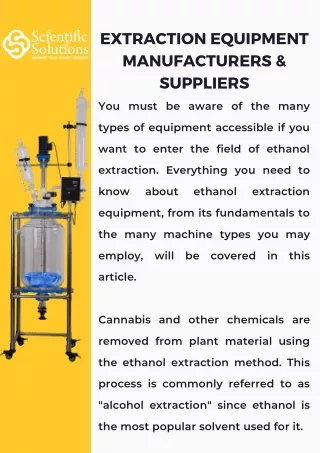Ethanol extraction equipment: EVERYTHING YOU NEED TO KNOW