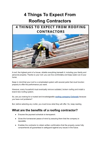 4 Things To Expect From Roofing Contractors