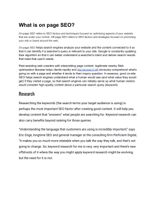 what is on page seo