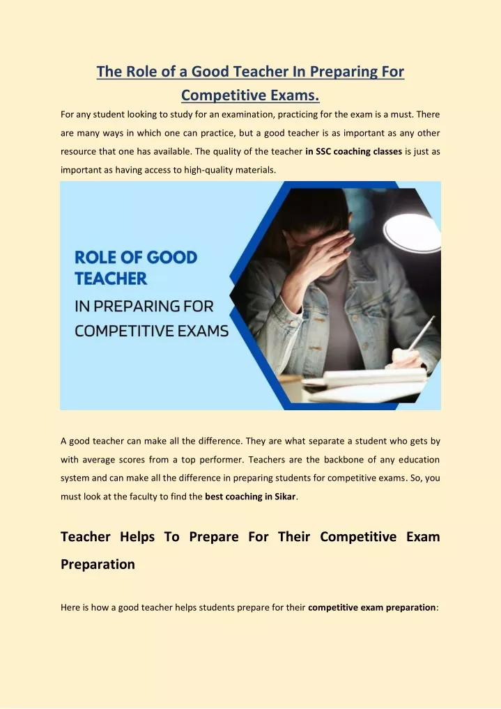 the role of a good teacher in preparing