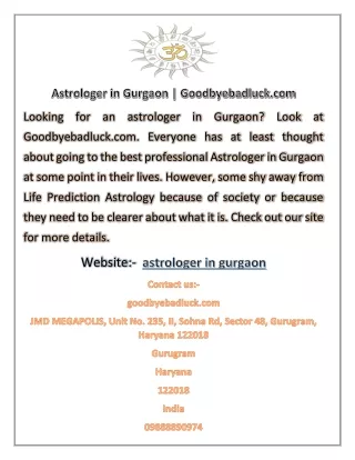 Astrologer in Gurgaon | Goodbyebadluck.com